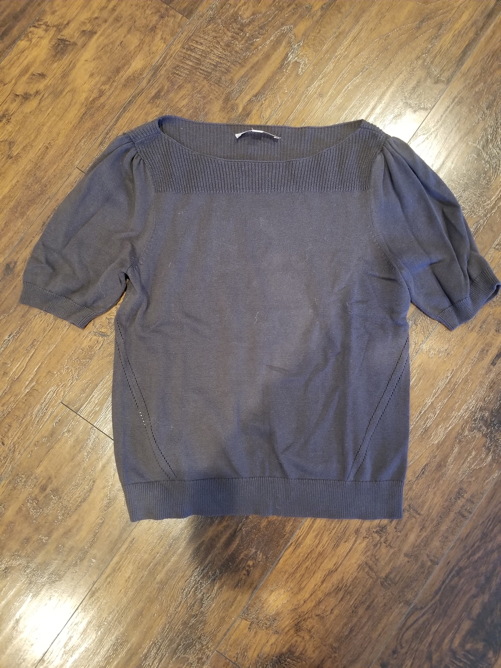 LOFT Gray Size Large L Short Puff Sleeve  Knit Sweater